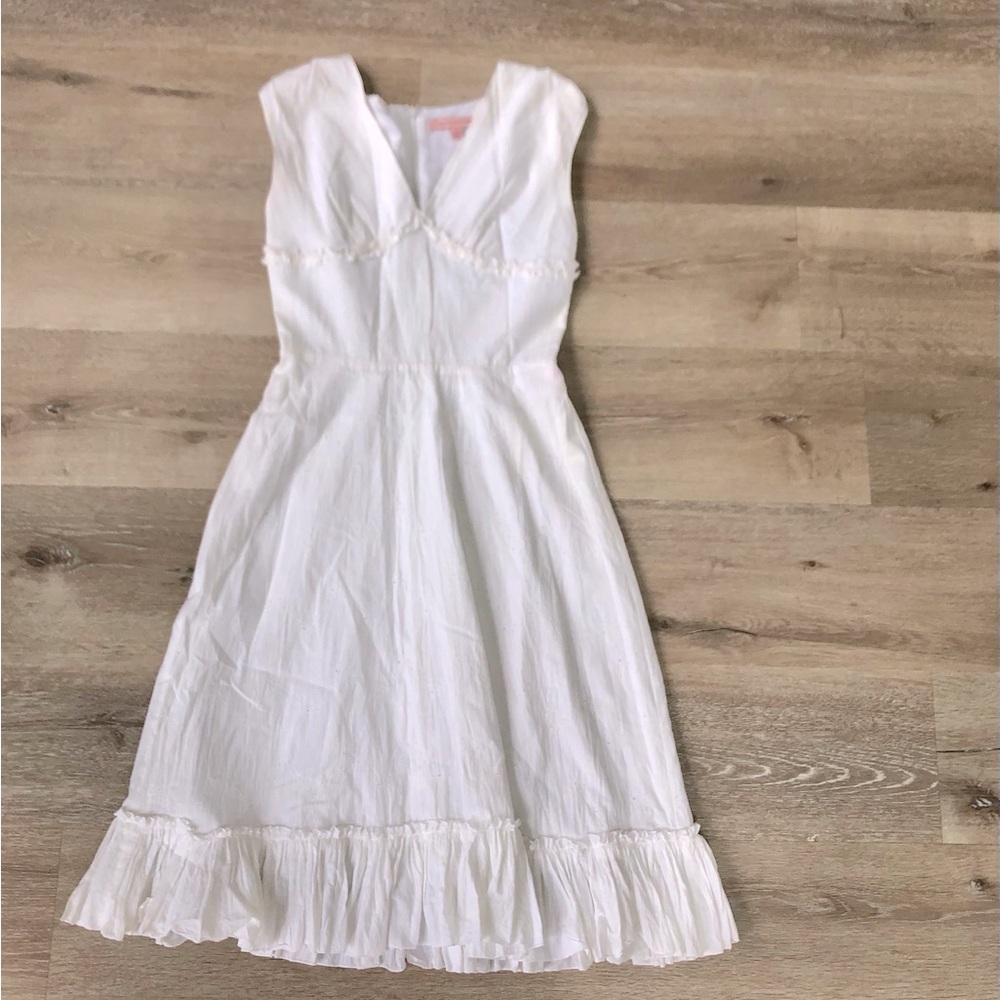 Philip Decaprio White Eyelet Sleeveless Dress, Size 2